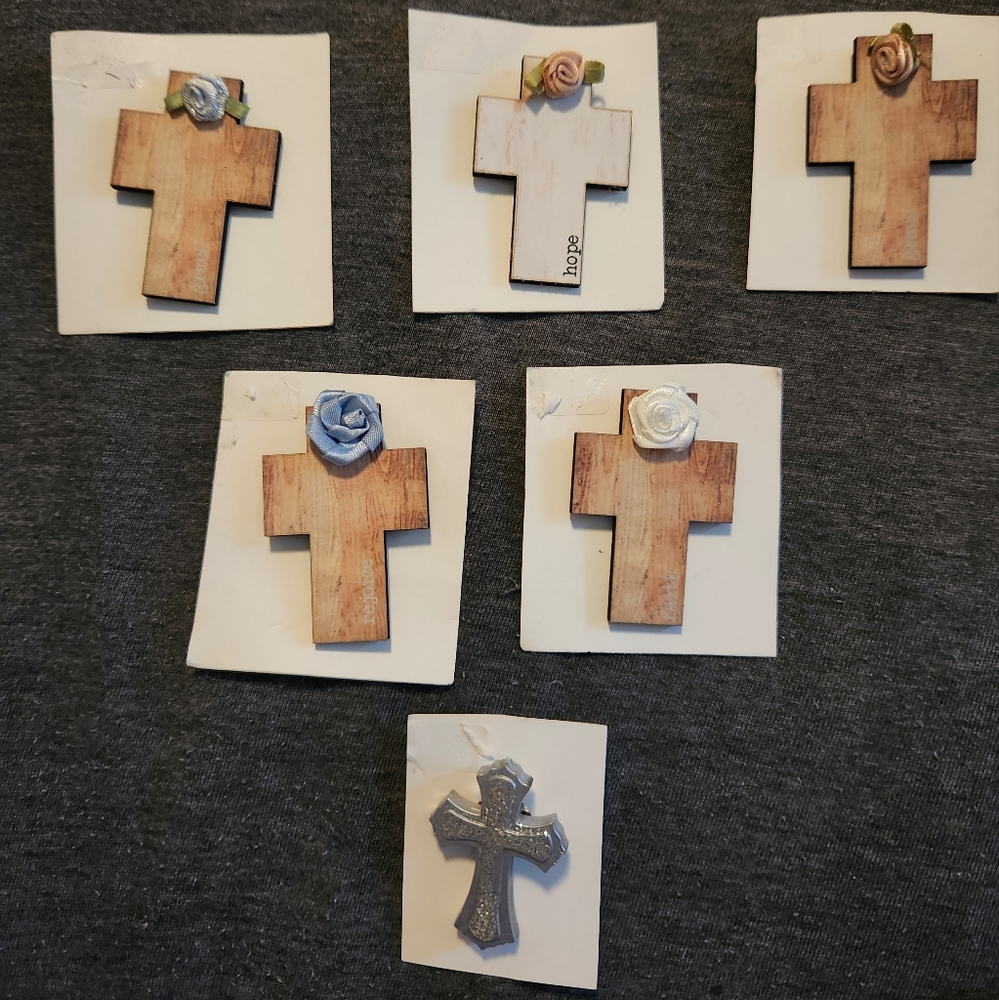 Lot of 6 Handmade Cross pins